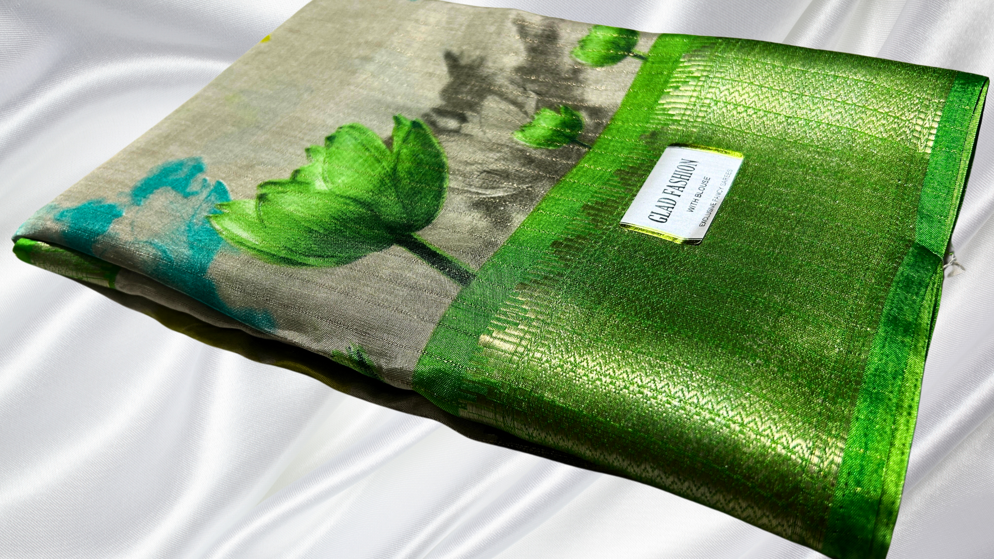 Dola Rico Jari Saree - Leaf Green