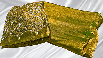 Space Silk Dual Designer Saree - Pista