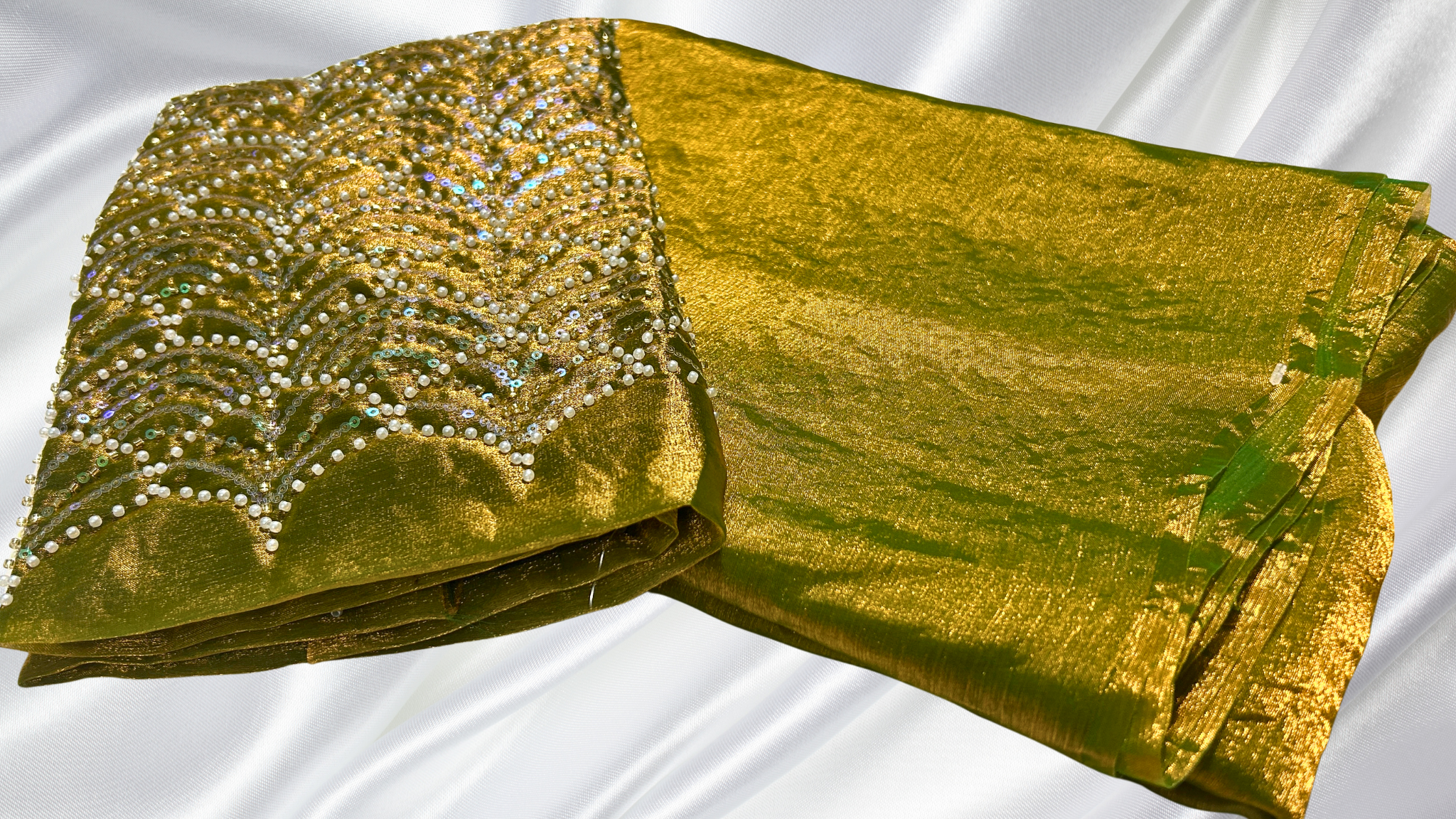 Space Silk Dual Designer Saree - Pista