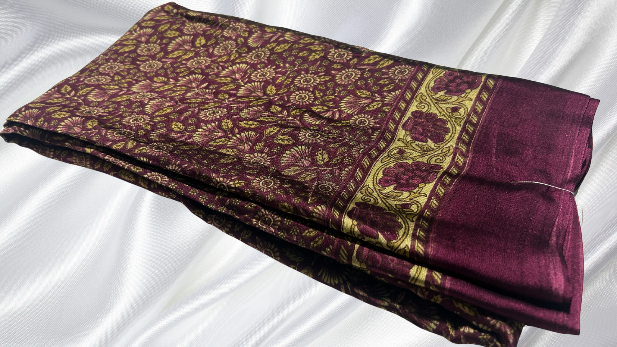 Black Rangoli Digital Floral Saree - Plum