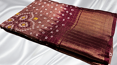 Silk Dola Soft Jari Saree - Choco Brown