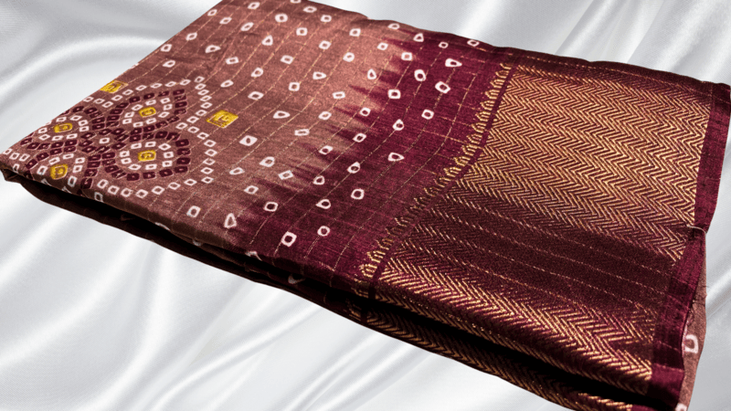 Silk Dola Soft Jari Saree - Choco Brown