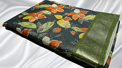 Rico Jari Digital Silk Saree - Leaf Green Border