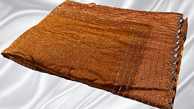 Darbar Space Silk Stone Work Saree - Golden Orange
