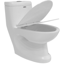 OPC-18112PP Elite Washdown One Piece Closet S Trap (9" Inch) With Soft Close Seat Cover, Hinges, Fixing Accessories Set and Accessories Set, Cistern Fittings