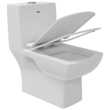 OPC-23121PP Solo Washdown One Piece Closet P Trap With Soft Close Seat Cover, Hinges, Fixing Accessories Set and Accessories Set, Cistern Fittings
