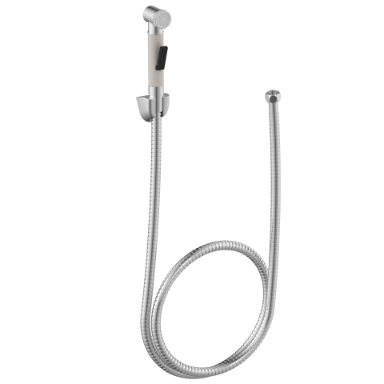 HF-01 Brass Round Health Faucet With Hook & 1.2 Mtr. S.S. Tube (Ivory)