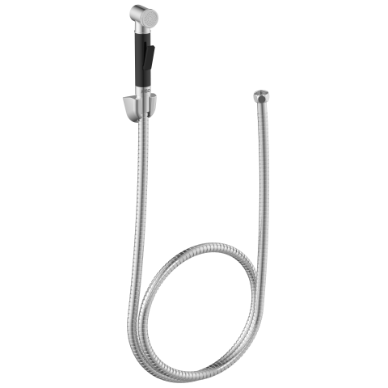 HF-02 Brass Round Health Faucet With Hook & 1.2 Mtr. S.S Tube (Black)