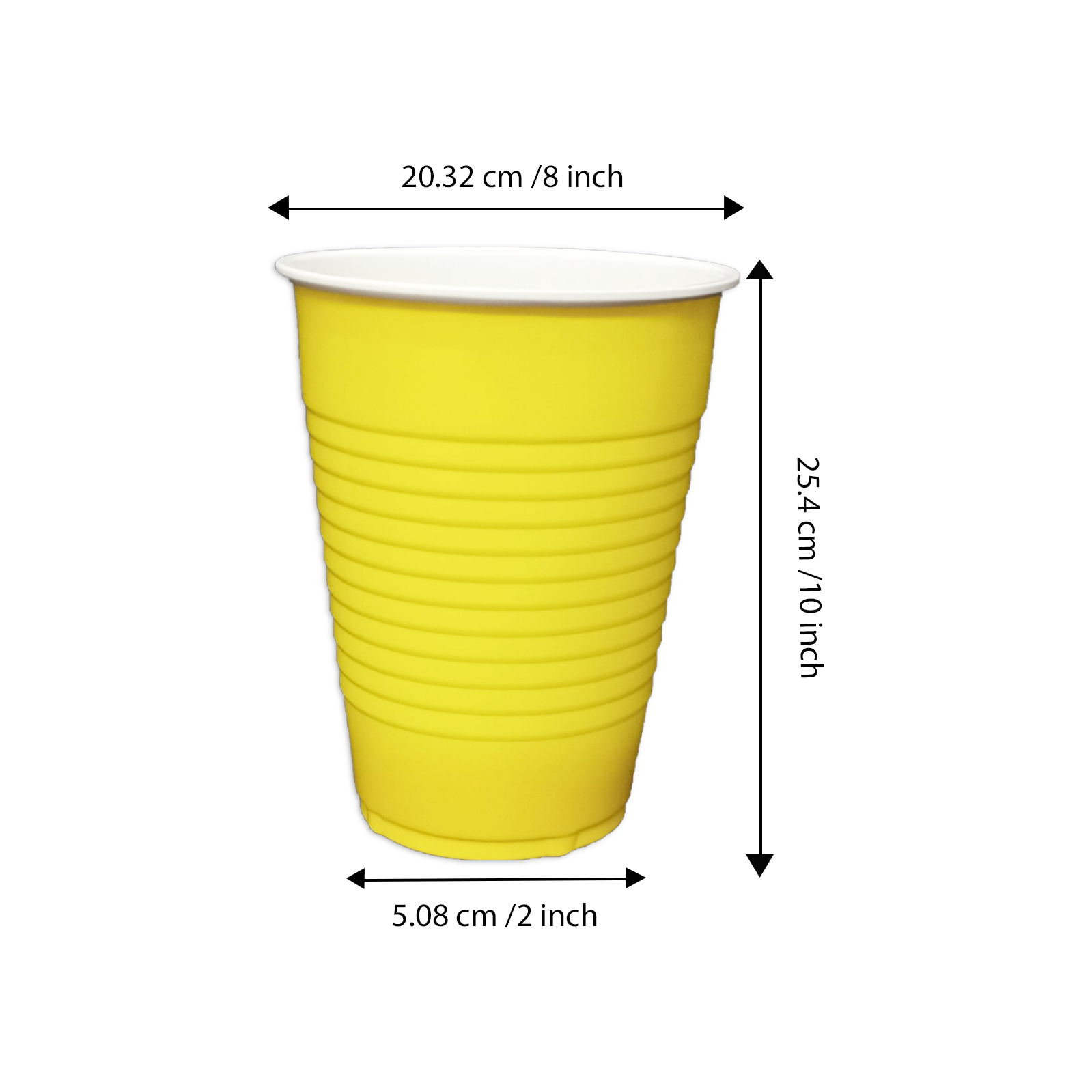 The Magic Balloons - Bright Yellow Glass 360ml Reusable and Recyclable Yellow Drinking Cups Pack of 50pcs - 12oz Leakproof, Great for Cold Drinks, Juices, and More Party & Event Supplies