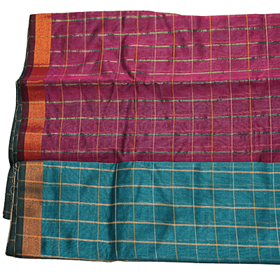 Mixed Cotton Saree (Blue)