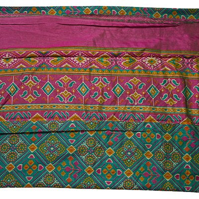 Malai Silk Saree (Green + Rose)