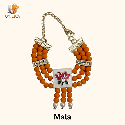 Laddu Gopal Dress With Mala & Mucket Orange