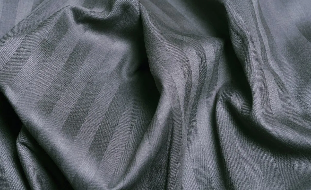 Bedsheet (Fitted) Glace Cotton 300 TC - Striped - Steel Grey Bedsheet (Fitted) Glace Cotton 300 TC - Striped - Steel Grey