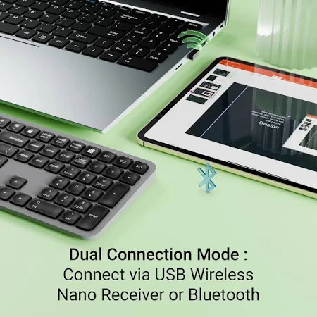 ZEBRONICS K5002MW Slim Wireless Keyboard with in-Built Battery, Copilot AI Key, Windows | Mac | iOS | Android, Scissor Switch, 3 Bluetooth + 2.4Ghz, 109 Keys, 13 Multimedia Keys, Type C Charging