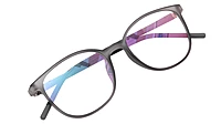 Unisex Square Spectacle Frame. Matte Grey Color Rim. Grey &Black Color Temple. Size-MEDIUM.