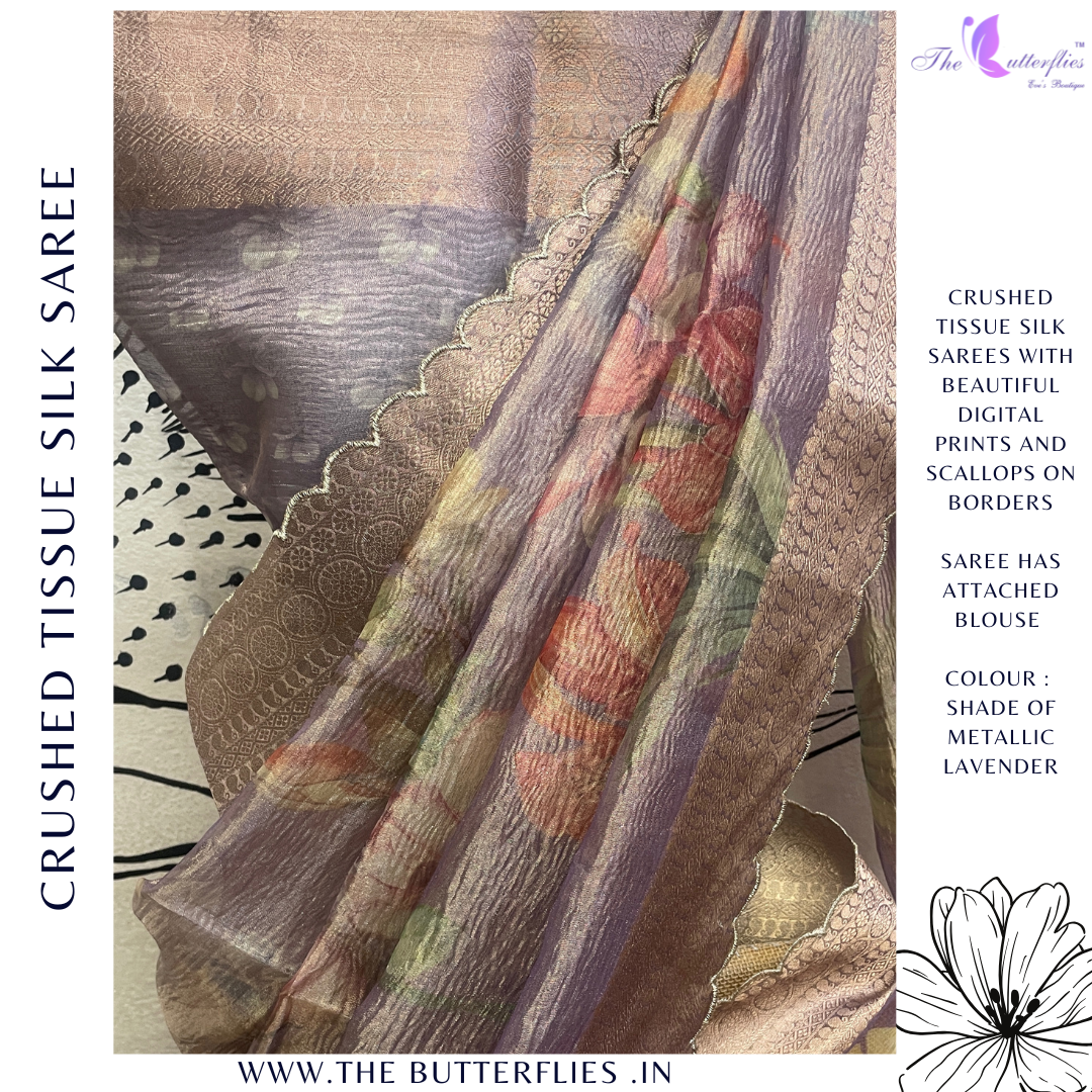CRUSHED TISSUE SILK SAREE DVFSTES23764 CRUSHED TISSUE SILK SAREE DVFSTES23764