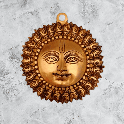 Golden Brass Sun Wall Hanging Vastu Surya Decorative Showpiece for Home Decor Living Room Office - 6.5 Inch Height Golden Brass Sun Wall Hanging Vastu Surya Decorative Showpiece for Home Decor Living Room Office - 6.5 Inch Height