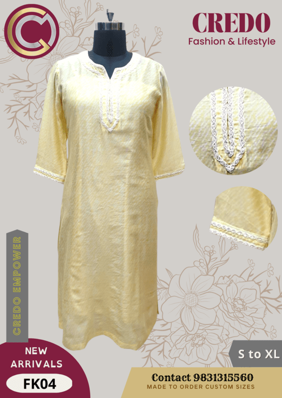 Cotton Yellow Kurti Cotton Yellow Kurti