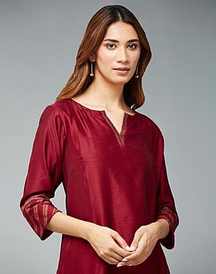 Cotton Silk Woven Long Kurta Cotton Silk Woven Long Kurta