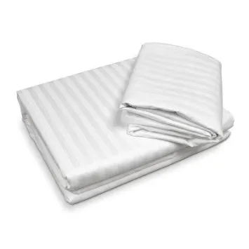 Sofrito Bedsheet (Flat) Glace Cotton 210 TC - Striped - White