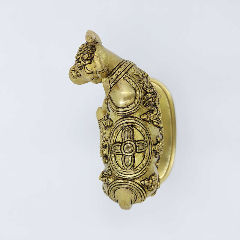 Brass Super Fine Cow and Calf Kamadhenu - 3.8 inch Height | Intricate Brass Cow and Calf Kamadhenu for Prosperity