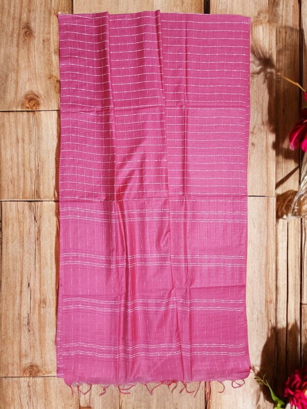Pink Woven Kota Silk Saree with Running Blouse