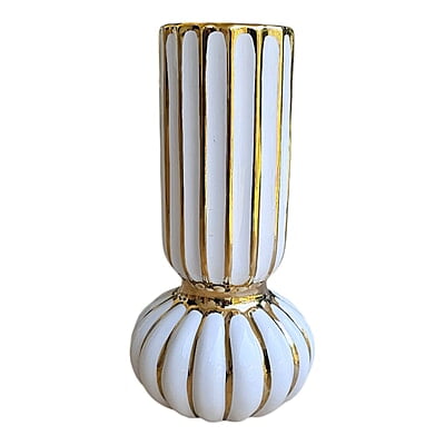 vase white with golden strips vase white with golden strips