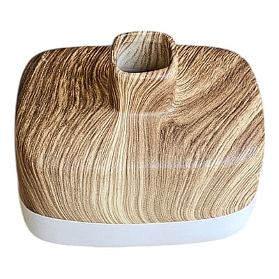 Vase white with dark brown top and strips Vase white with dark brown top and strips