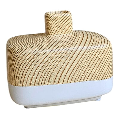 Vase white with cream top and brown strips Vase white with cream top and brown strips