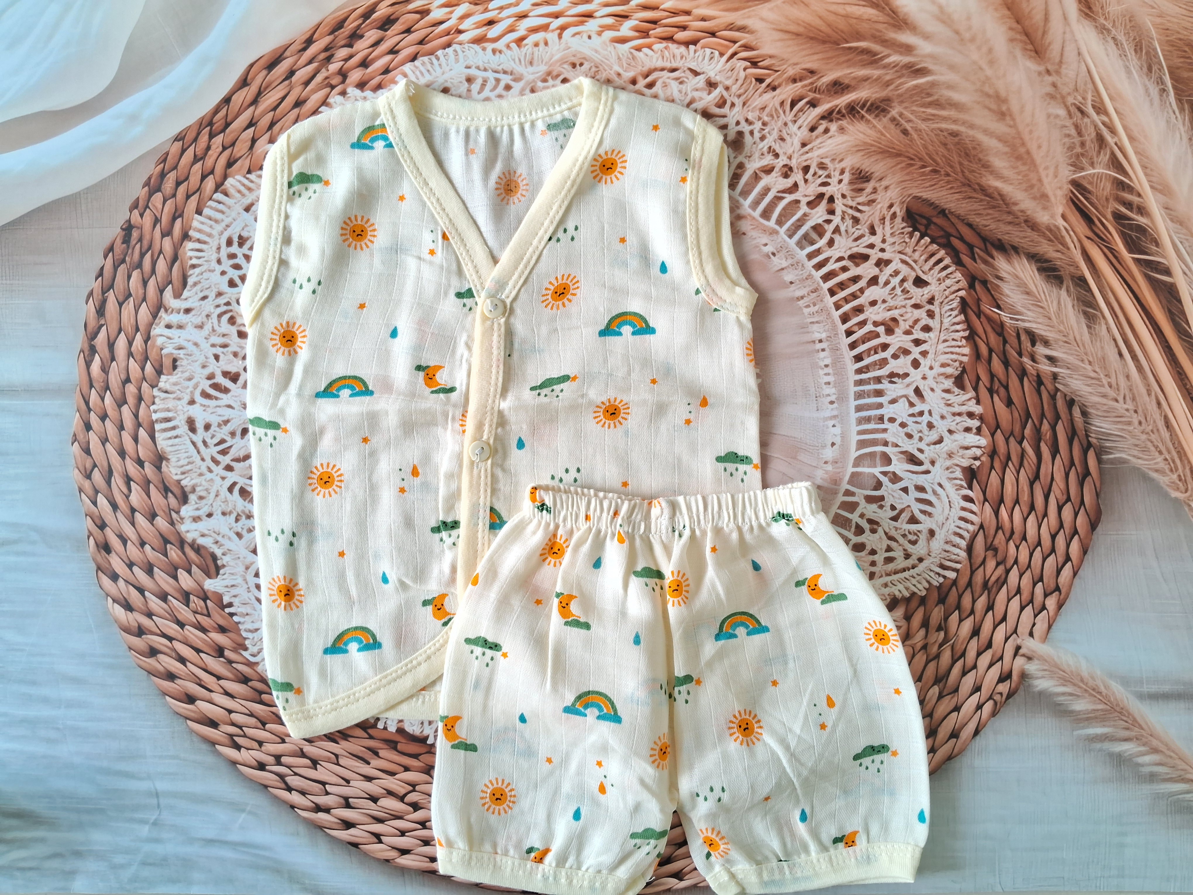 Muslin Jabla Set - Yellow Rainbow Muslin Jabla Set - Yellow Rainbow