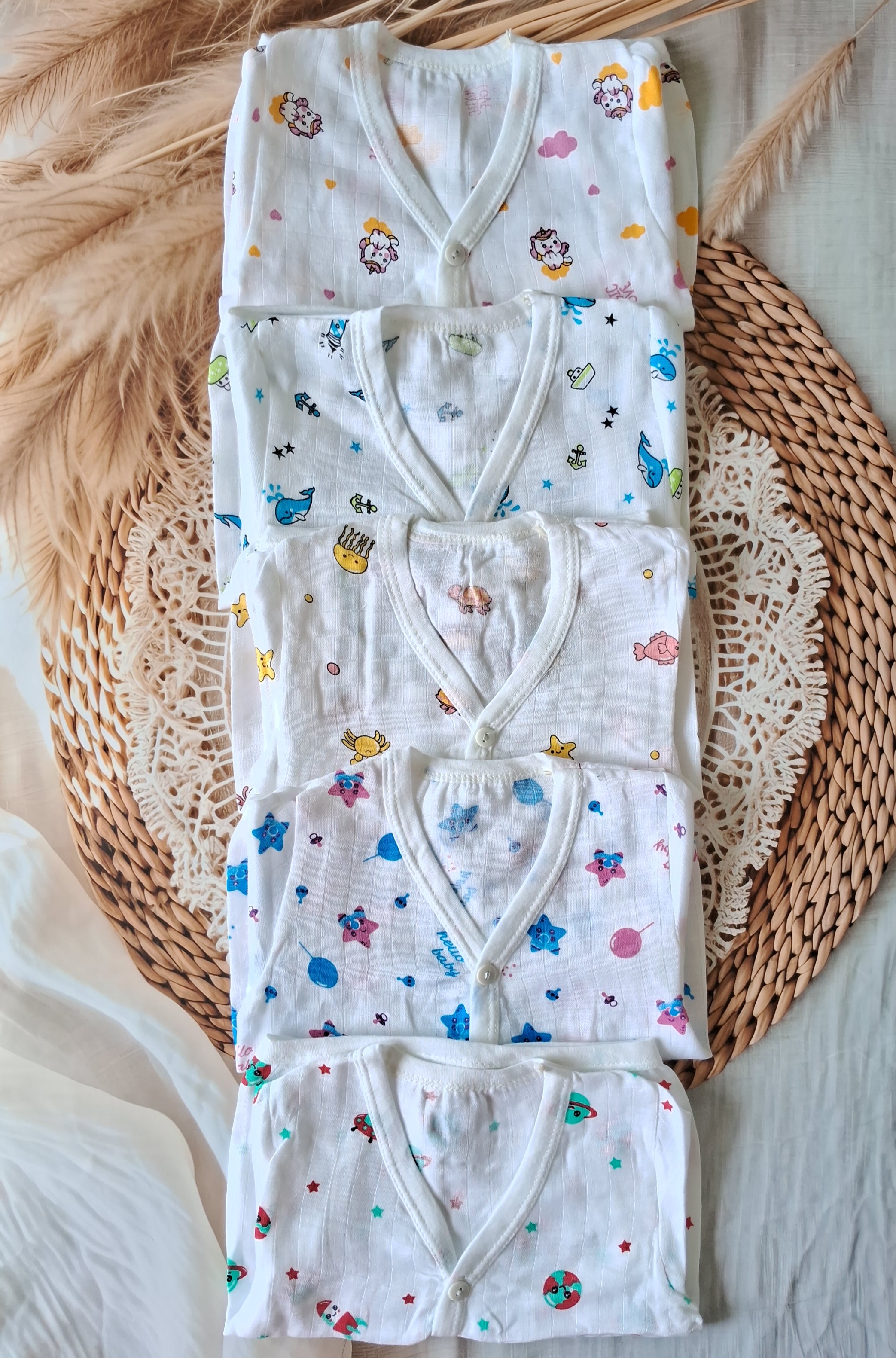 Muslin Button Jabla White - Pack of 5
