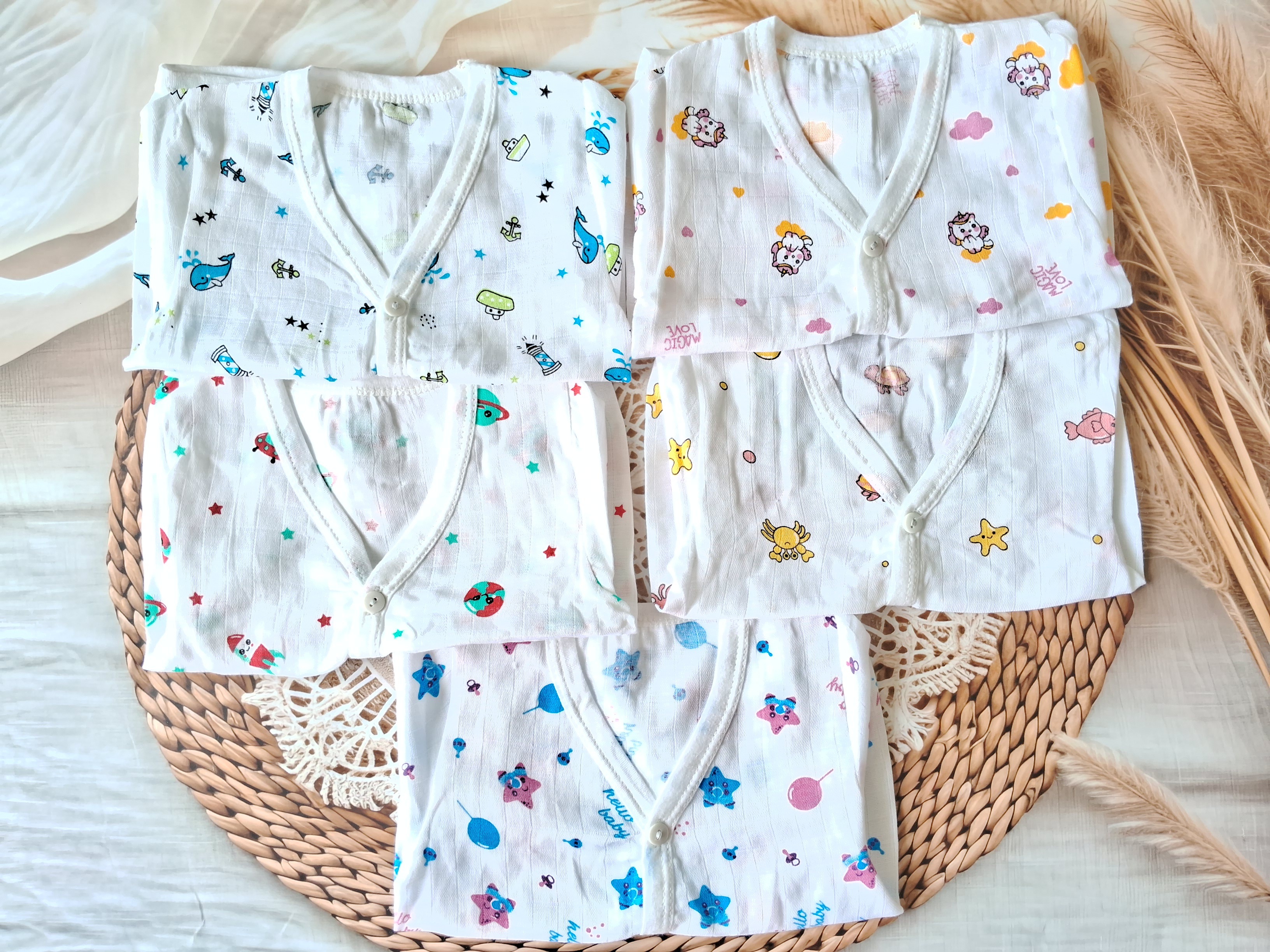Muslin Button Jabla White - Pack of 5