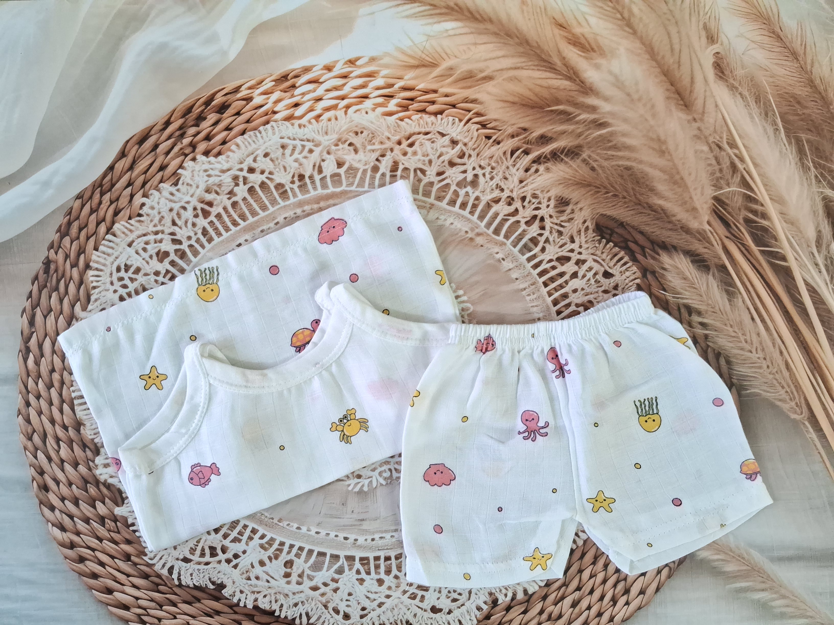 Muslin Jabla Set - White Octopus -Knot Type Muslin Jabla Set - White Octopus -Knot Type