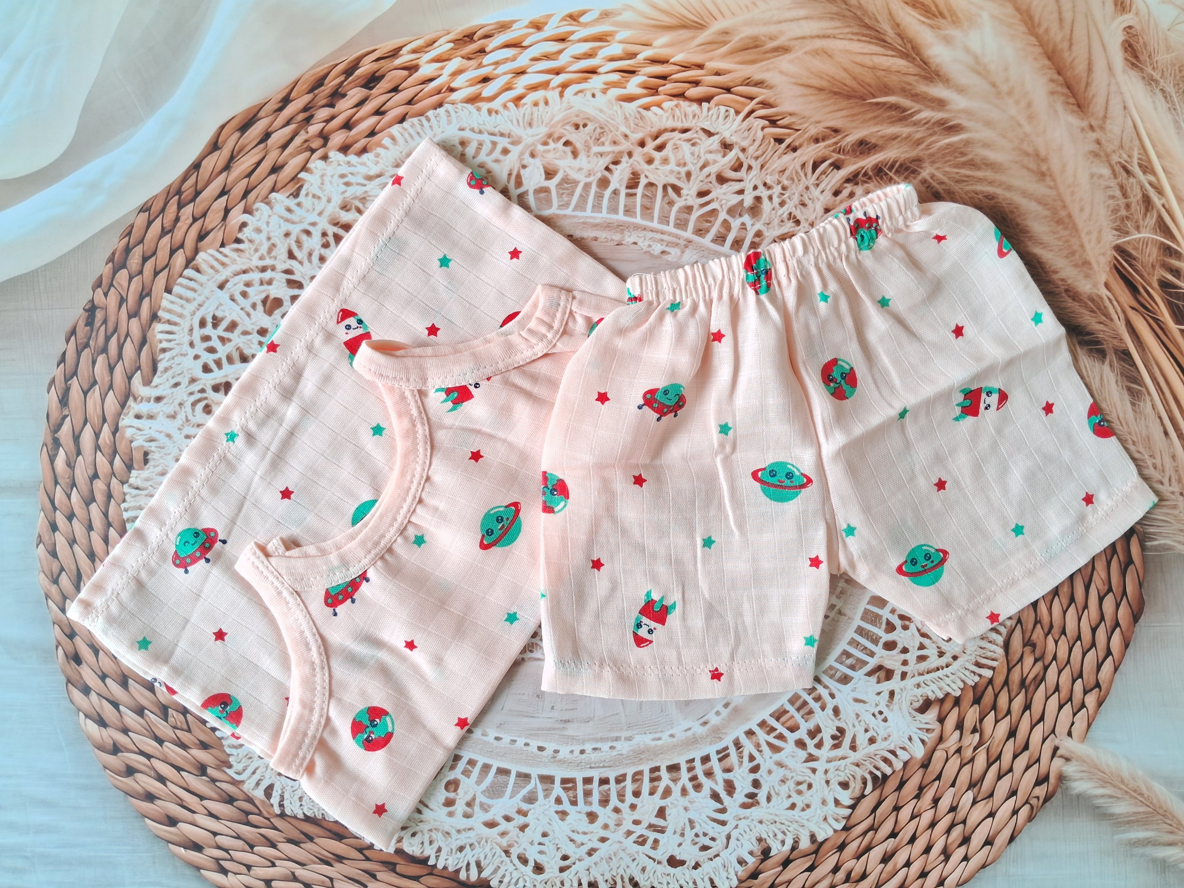 Muslin Jabla Set - Peach Planet -Knot Type