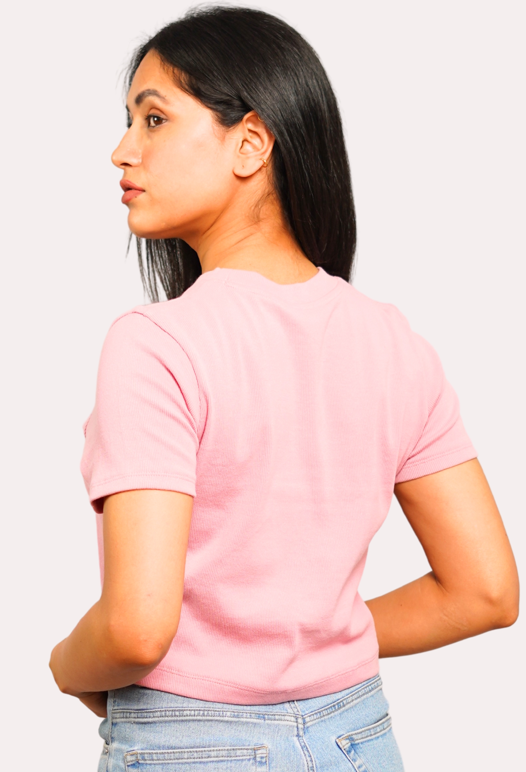 PINK SHORTSLEEVE CREW NECK RIBBED TOP