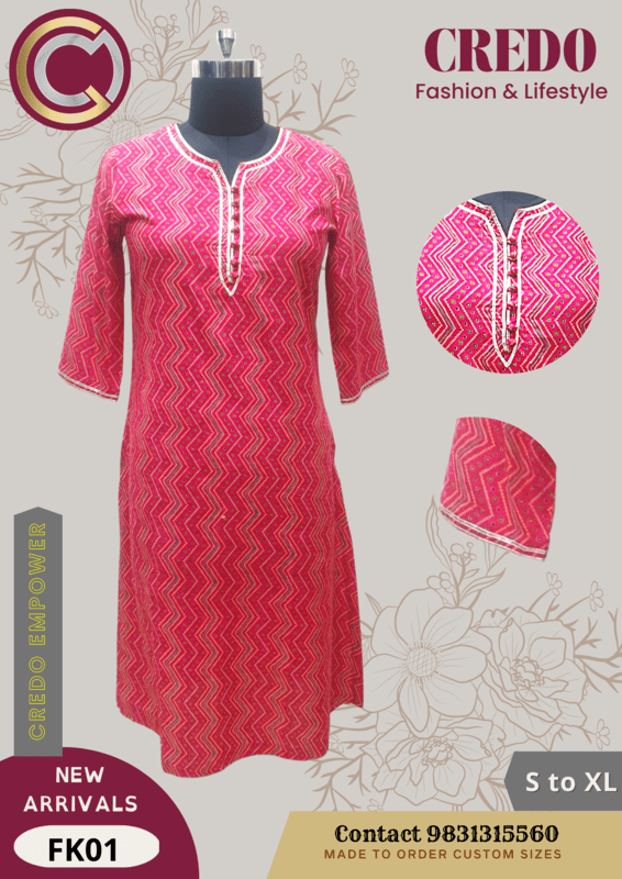 Cotton Pink Kurti Cotton Pink Kurti