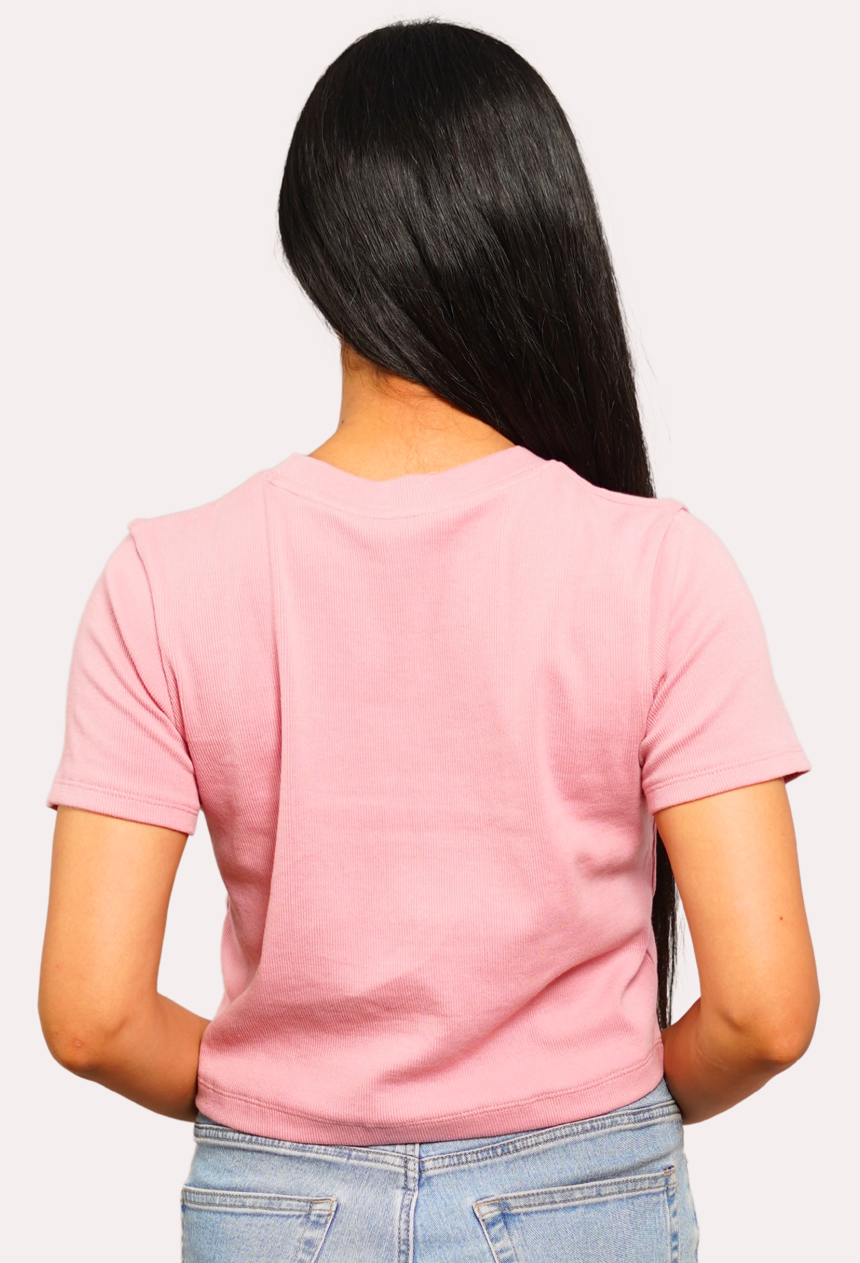 PINK SHORTSLEEVE CREW NECK RIBBED TOP