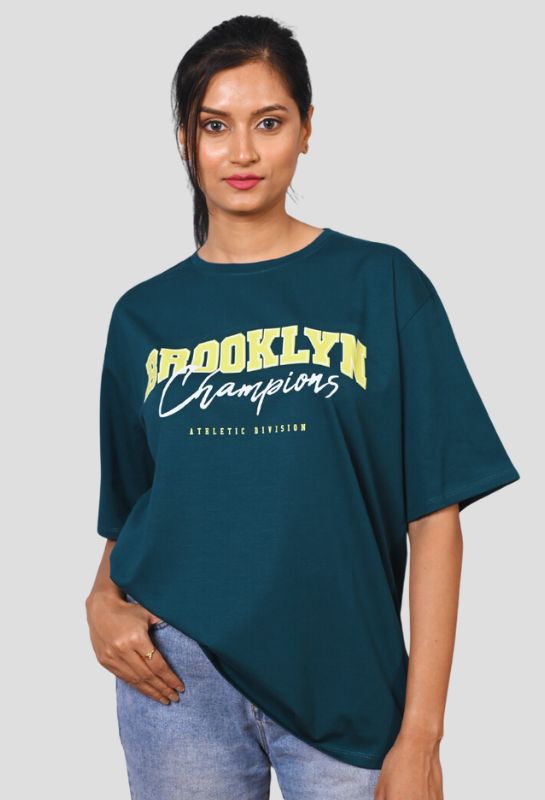 BROOKLYN TEAL GREEN LOOSE FIT T-SHIRT