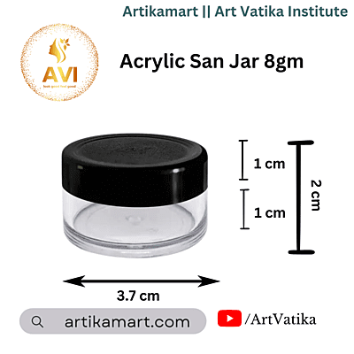 Acrylic San Jar + White Inner + BLACK Cap - 8g Acrylic San Jar + White Inner + BLACK Cap - 8g