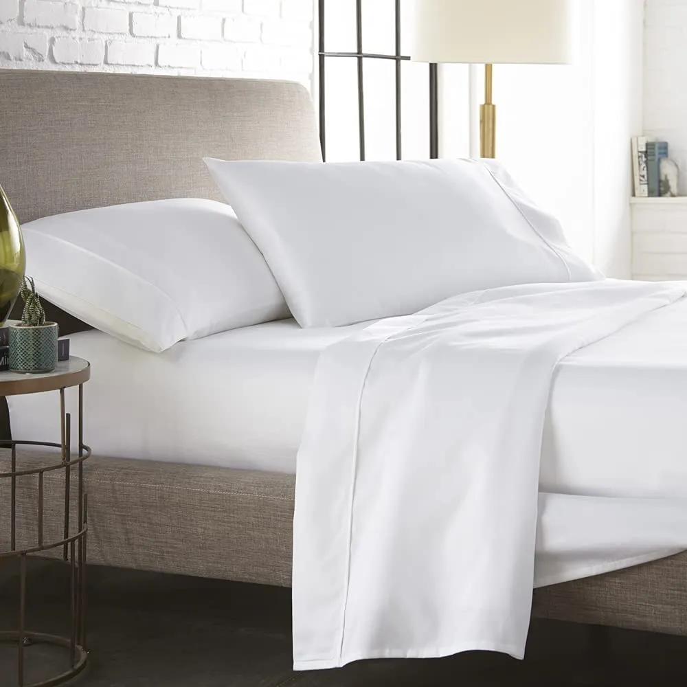 Sofrito 100% Cotton Bedsheet (Flat) - Percale - 210 TC - Plain - White