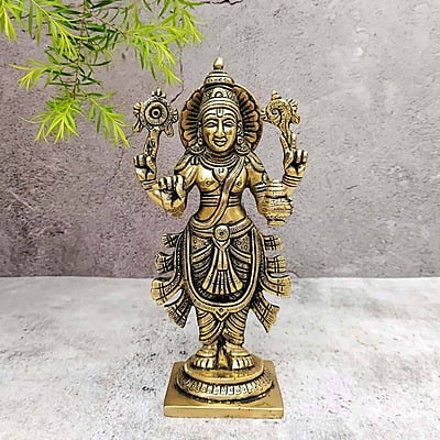 Brass Super Fine Dhanwantari - 7.5 inch Height | Auspicious Brass Dhanwantari Sculpture