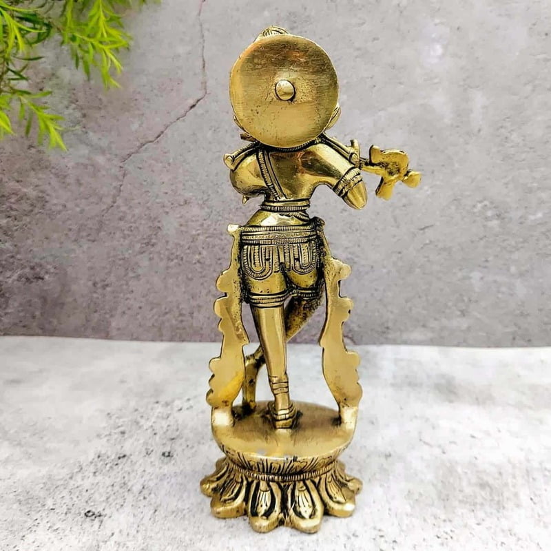 Brass Super Fine Krishna - 7.5 inch Height | Divine Brass Krishna Sculpture for Worship Brass Super Fine Krishna - 7.5 inch Height | Divine Brass Krishna Sculpture for Worship