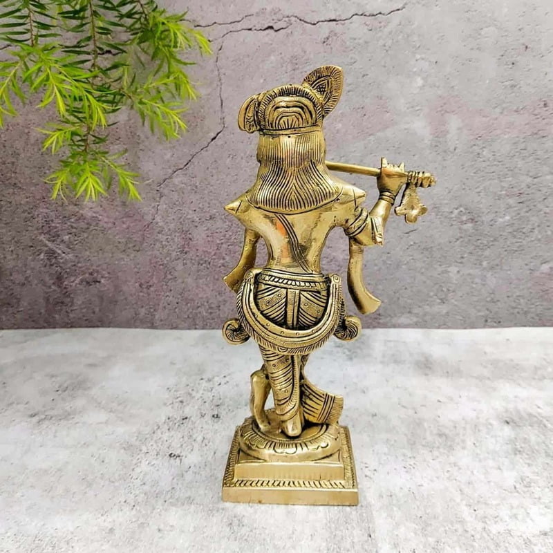 Brass Super Fine Krishna Idol - 8.5 inch Height | Exquisite Brass Krishna Sculpture for Devotees Brass Super Fine Krishna Idol - 8.5 inch Height | Exquisite Brass Krishna Sculpture for Devotees