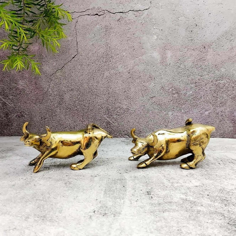 Brass Bull Set of Two - 2.8 inch Height | Decorative Set of Two Brass Bulls Brass Bull Set of Two - 2.8 inch Height | Decorative Set of Two Brass Bulls