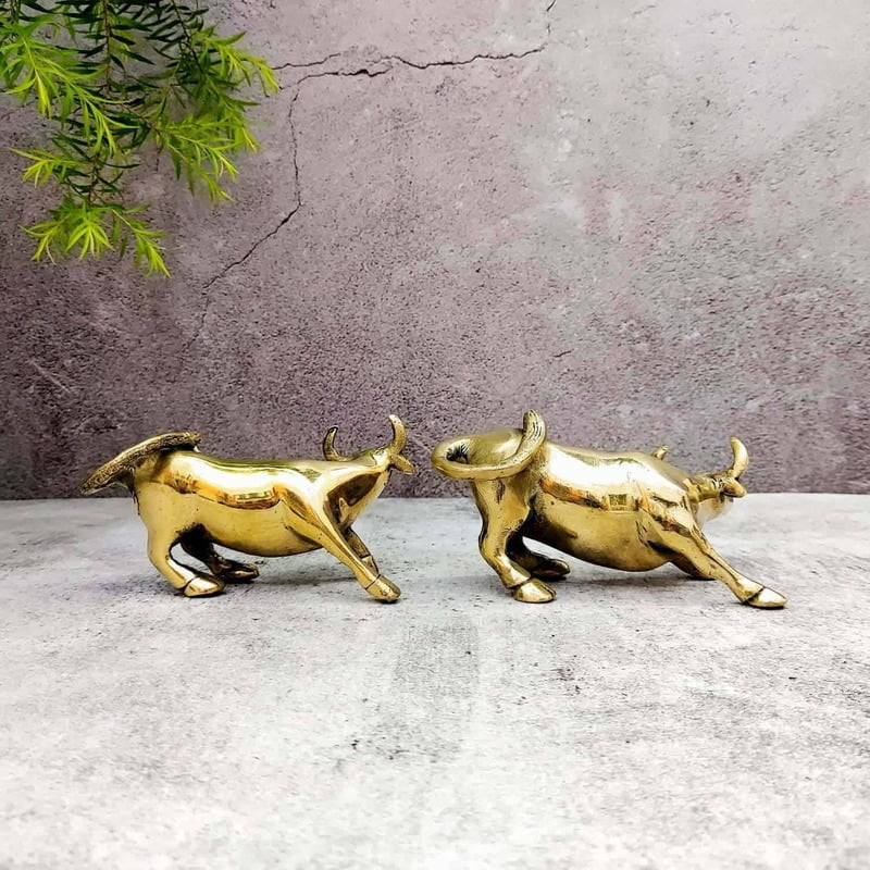 Brass Bull Set of Two - 2.8 inch Height | Decorative Set of Two Brass Bulls Brass Bull Set of Two - 2.8 inch Height | Decorative Set of Two Brass Bulls