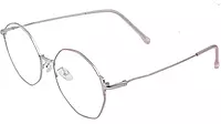Female Oversized Spectacle Frames. Transparent ARC Lens. Pink & Silver Color Metal Frame.