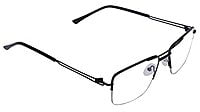 Unisex Half Rimmed Large Rectangular Spectacle Frame. Black Frame Unisex Half Rimmed Large Rectangular Spectacle Frame. Black Frame