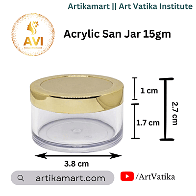 Acrylic San Jar + White Inner + GOLDEN Cap - 15g Acrylic San Jar + White Inner + GOLDEN Cap - 15g