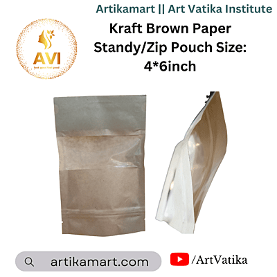 Kraft Brown Paper Standy/Zip Pouch Size: 4*6inch Kraft Brown Paper Standy/Zip Pouch Size: 4*6inch