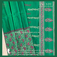 HAND PAINTED PURE KANCHIVARAM SOFT SILK SAREE  CUSSSIL23503
